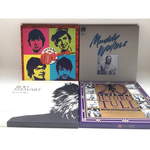 84 - Four CD box sets comprising Muddy Waters, Jethro Tull, Muddy Waters and Rod Stewart.