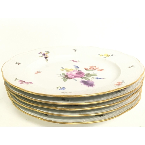 1052 - 19th century Meissen floral decorated plates. This lot cannot be posted.