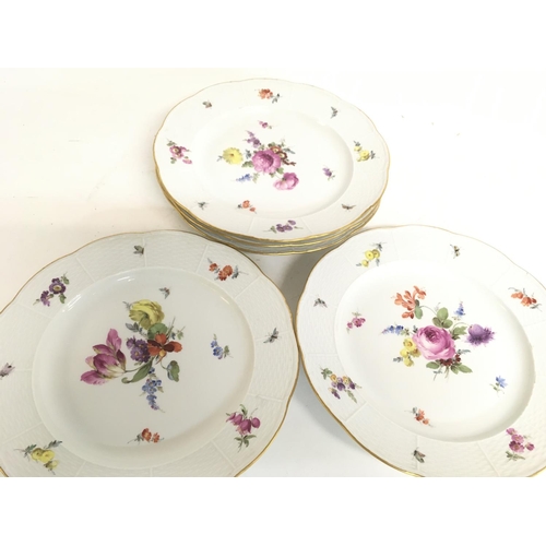 1052 - 19th century Meissen floral decorated plates. This lot cannot be posted.