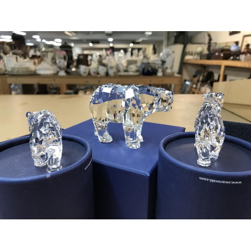 1083 - Three boxed Swarovski polar bear including mother and two cubs