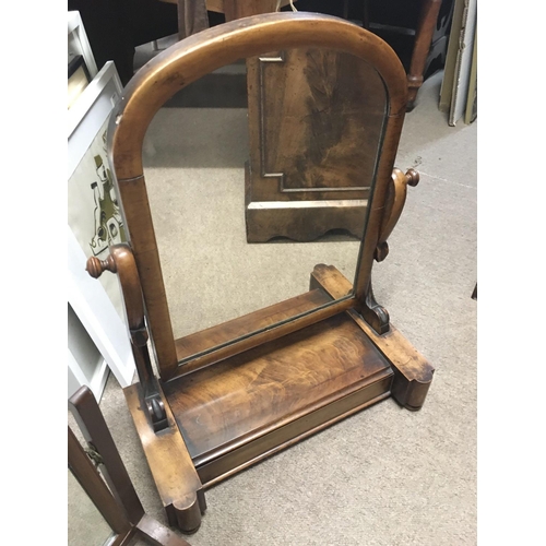 1242 - Walnut and mahogany bedroom Mirrors, 42 & 64cm tall