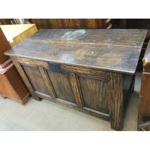 1258 - An antique oak chest, approx 112cm x 64cm x 53cm. Shipping category D