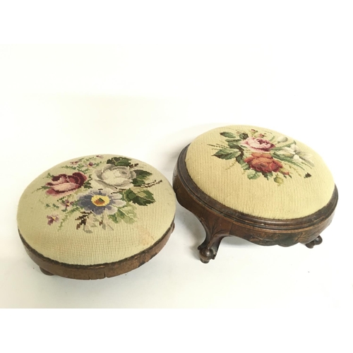 1263 - A pair of foot cushions with floral embroidered cushion designs. Postage category c