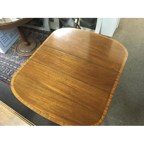 1266 - A mahogany drop leaf table with inlaid design, dimensions 60x72x60cm