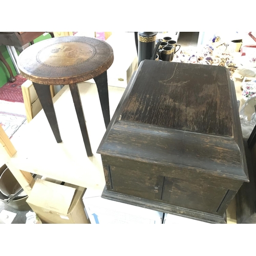 1284 - A collective lot including HMV Gramophone poker work table etc.