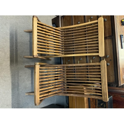 1316 - 2 Hardwood folding garden chairs. (D)