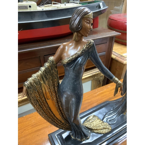 1354 - A cold painted bronze sculpture from Erte (Romain De Tirtoff 1892-1990): Duetto design, Stamped on r... 