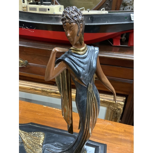 1354 - A cold painted bronze sculpture from Erte (Romain De Tirtoff 1892-1990): Duetto design, Stamped on r... 