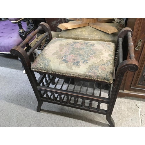 1363 - A late 19th century adjustable piano stool, 60cm wide 60cm tall.