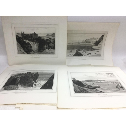 1407 - A collection of 16 monochrome prints of Scottish coastal views. Shipping category B.