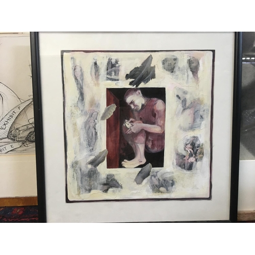 1430 - A collection of framed sketches, watercolours including still life, caricatures etc. 36x36, 55x63cm ... 