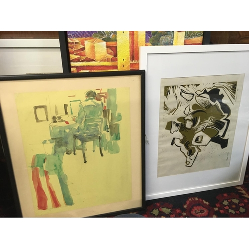 1431 - A collection of Framed abstract art including mid 20th century artist John Horwill. Frame Dimensions... 