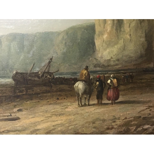 1440 - A framed oil painting on canvas study of a coastal view with a shipwreck in the style of james Webb ... 