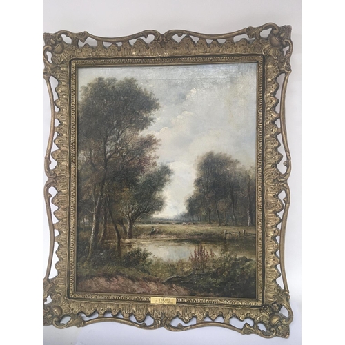 1441 - A framed oil painting rural view signed and attributed to J Thors 1863-1900.62x42cm