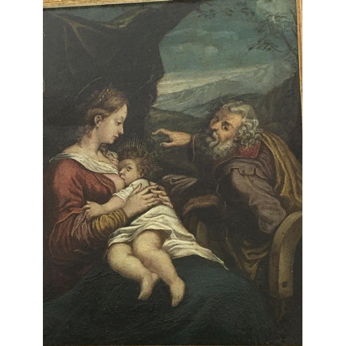 1453 - A framed oil painting on panel study of the Madonna and child and a framed pencil signed study a vie... 