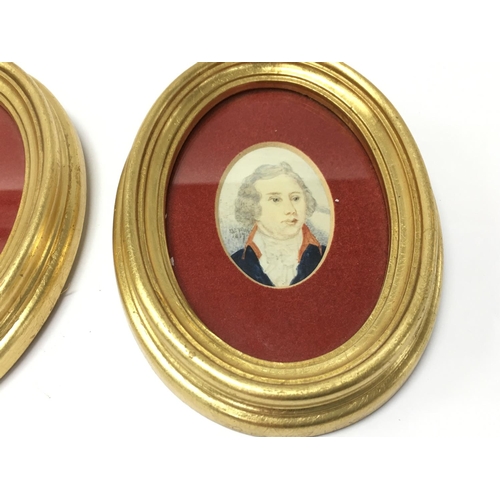 1459 - Two early 19th century painted portrait miniatures signed J Tripp and dated 1803 and 1817. Postage B