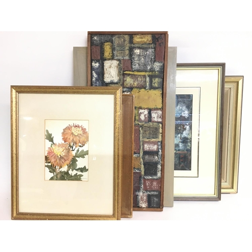 1462 - A collection of framed still life, abstract, watercolour scenes etc. Artists including artists A.Blo... 