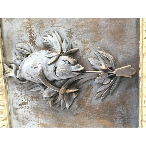 1468 - An interesting carved hardwood 19th century panel of a lizard. Panel is in a later frame. Overall si... 