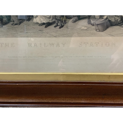 1474 - An oversized framed Victorian etching titled The Railway Station, 149cm x 91cm (D)