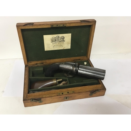 1569 - A Quality early 19th Century English Peperpot Revolver six shot with engraved steel action maker Joh... 