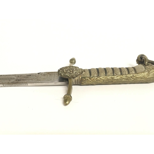 1580 - A 20th century naval Midshipmans Dirk with an 18 inch blade marked J.B Butchard and J.B on the scabb... 