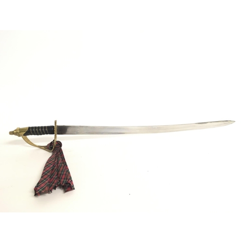 1584 - A French cavalry sword with a 58cm long blade, leather handle and a leather scabbard. This lot canno... 