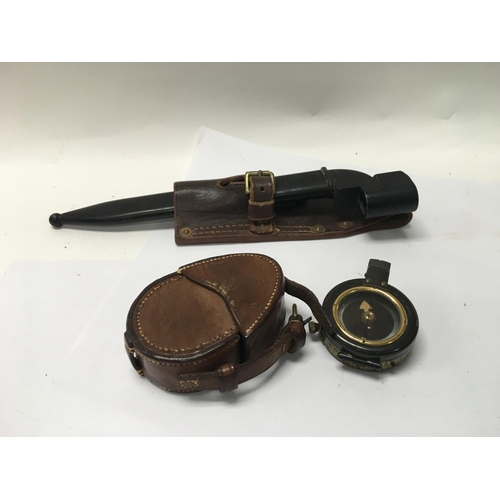 1593 - A Canadian bayonet and a short & mason 1917 compass.