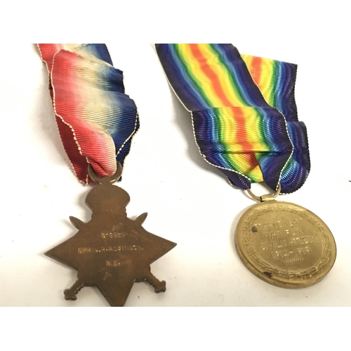 1601 - WW1 medals, The Victory medal and a 1914-15 star both awarded to 61995 SPR:J.R.ROBINSON.R.E. Postage... 