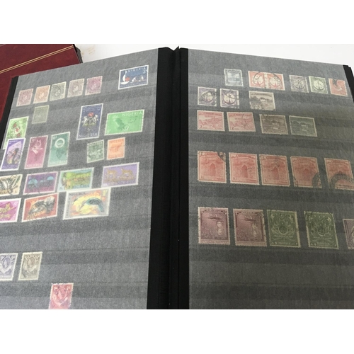 1681 - Six red albums Davo containing World stamps mainly British commonwealth.lots of unused and unused Tu... 