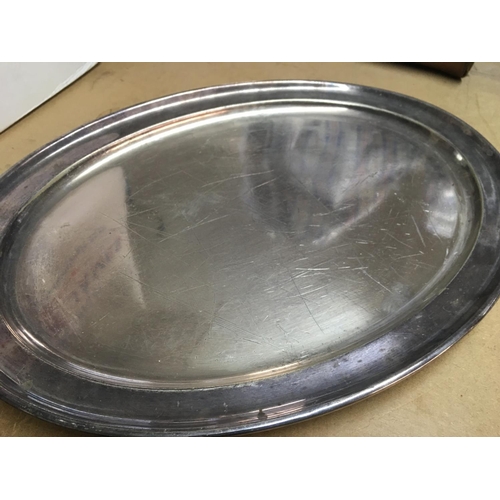 1894 - A silver plated dish with tray, 46cm wide