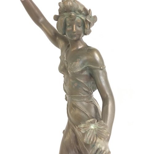 733 - A large Art Nouveau bronze lady figure, Pervenche. 71cm tall. This lot cannot be posted