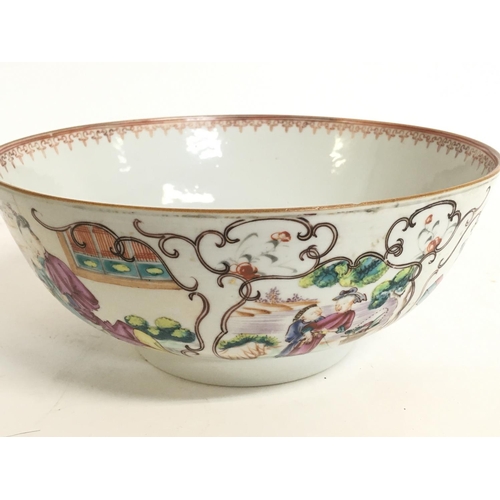 819 - A mid 18th century Chinese export Famille Rose bowl, some hairline cracks, chip as seen on the rim. ... 