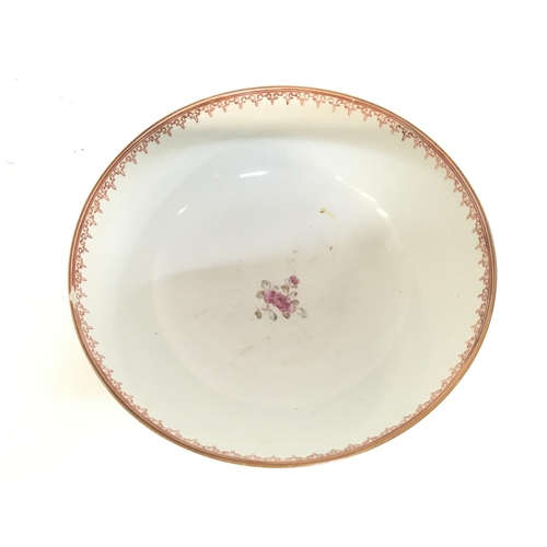 819 - A mid 18th century Chinese export Famille Rose bowl, some hairline cracks, chip as seen on the rim. ... 