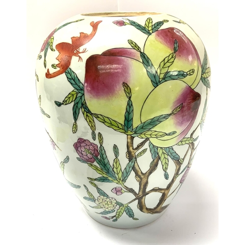 830 - A cantonese porcelain jar with fruits. 31cm. (D)