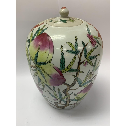 830 - A cantonese porcelain jar with fruits. 31cm. (D)