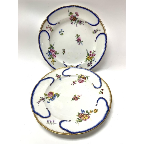 919 - Two variations Soft-Paste SÃ¨vres Porcelain plates 23.5cm diameter, Circa 1790, one with the factory... 