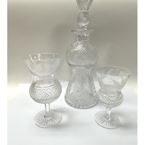 954 - A large collection of Edinburgh cut crystal Thistle design, 28pcs. (3 Decanters, Fruit Bowl, Vase, 2... 