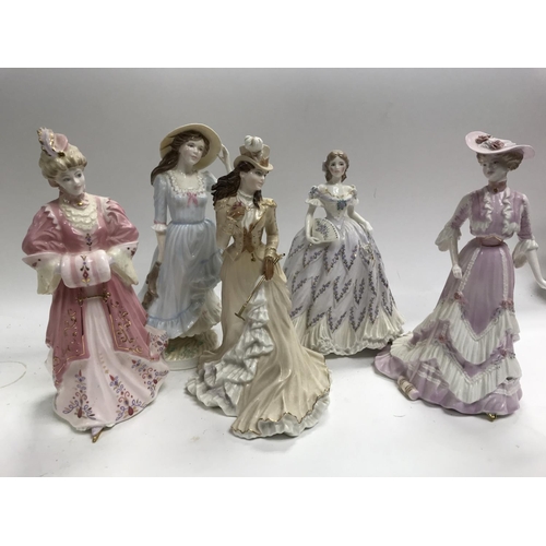 955 - A collection of Worcester and Coalport lady figures.