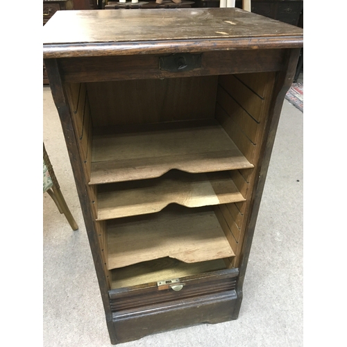 1199 - An early 20th century tambour oak cabinet 90cm tall