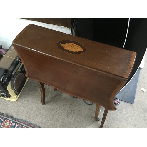 1227 - An Edwardian inlaid drop leaf mahogany table