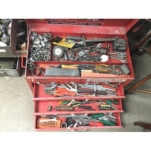 1826 - A Vintage 3 piece Snap-On tool cabinet including various tools and equipment including a Snap On 40 ... 