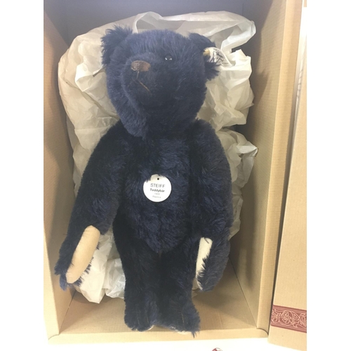 351 - A Boxed Steiff Teddy Baer Dark Blue. 1909 Replica.