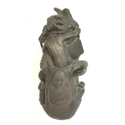 800 - An interesting 20th century modern design bronze sculpture impressed 4/5 with signature and Parellad... 