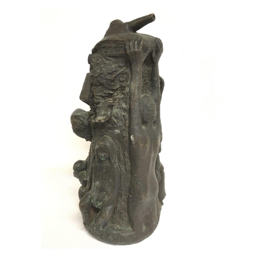 800 - An interesting 20th century modern design bronze sculpture impressed 4/5 with signature and Parellad... 