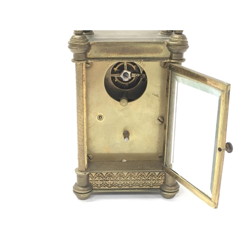 805 - A vintage carriage clock. 11cm by 6cm.