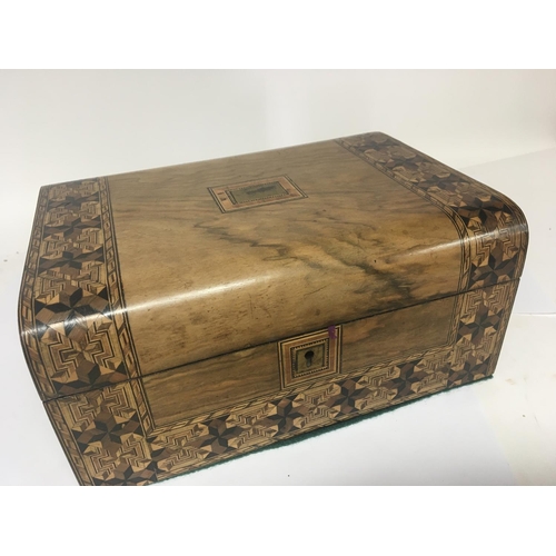 813 - A Victorian Tombridge type workbox with a well fitted interior. NO RESERVE