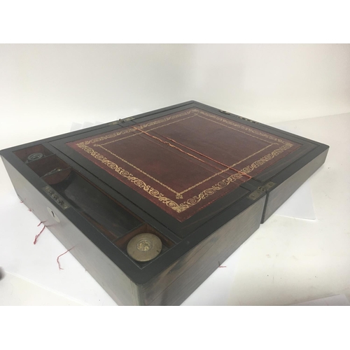 814 - A late 19th Coromandel wood writing box with a well fitted interior. NO RESERVE