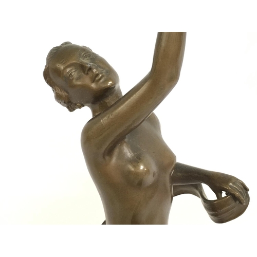 851 - An art deco style bronze nude lady table lamp, 37cm tall. Postage category C