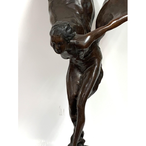 852 - a retrospective copy bronze, spirit of ecstasy signed Charles Sykes. 53cm.