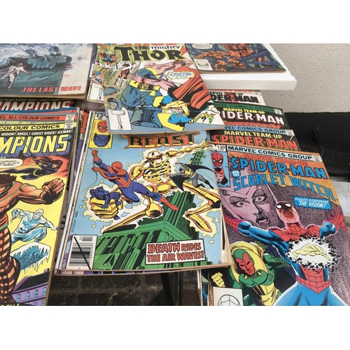 102 - A collection of approximately 50 Marvel comics with titles including..The Avengers..The Champions..M... 